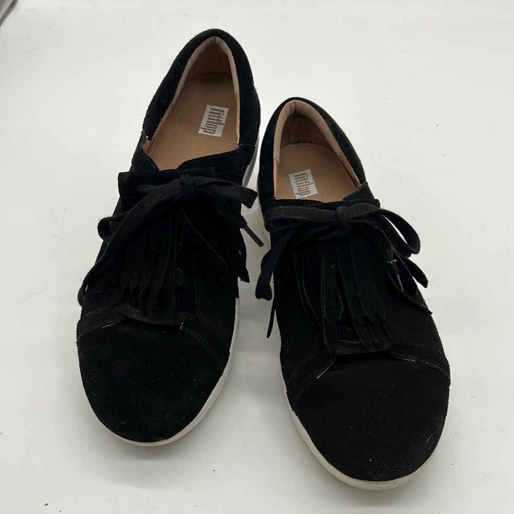 fitflop Black Suede Tennis Shoes with Tassel size 10